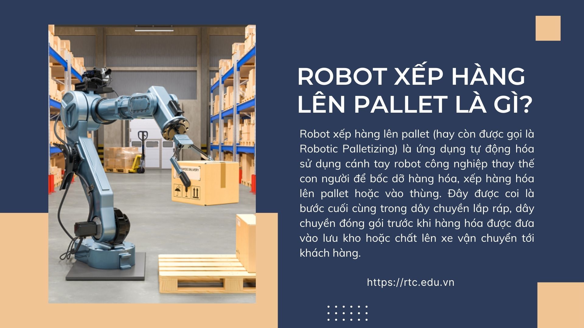 Robot xếp hàng lên Pallet là gì? Ưu điểm và cấu tạo